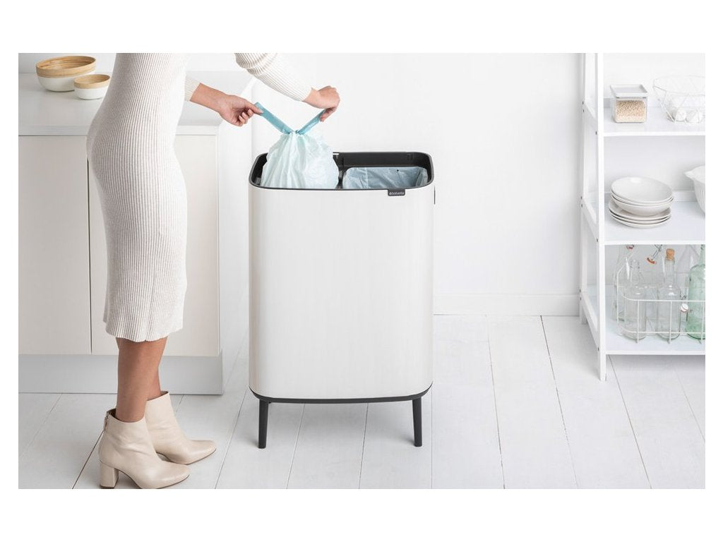 Brabantia Soptunna med trycklock BO HI 2 x 30 l, vit