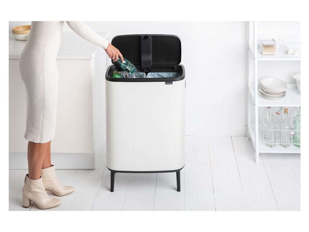 Brabantia Soptunna med trycklock BO HI 2 x 30 l, vit