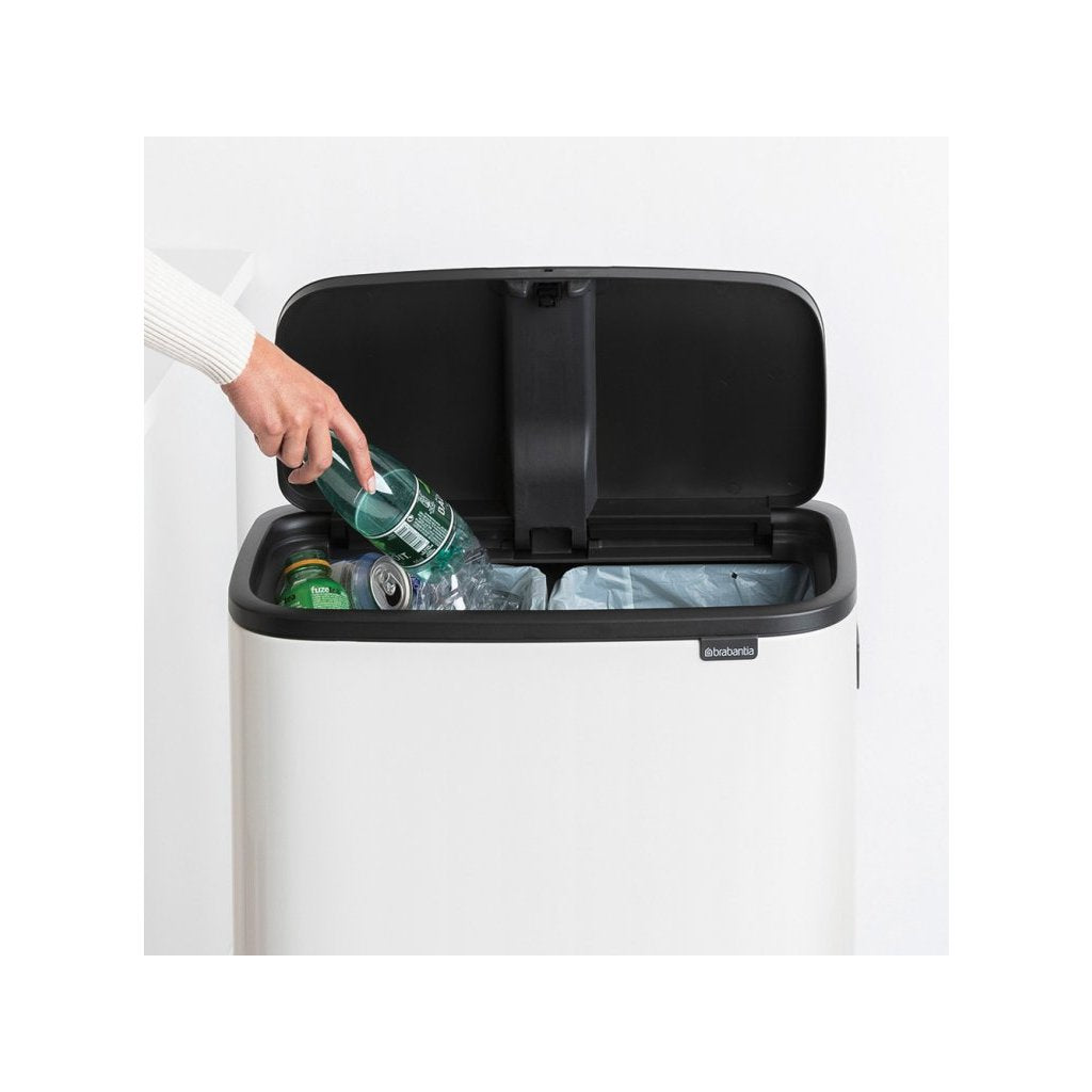 Brabantia Soptunna med trycklock BO HI 2 x 30 l, vit