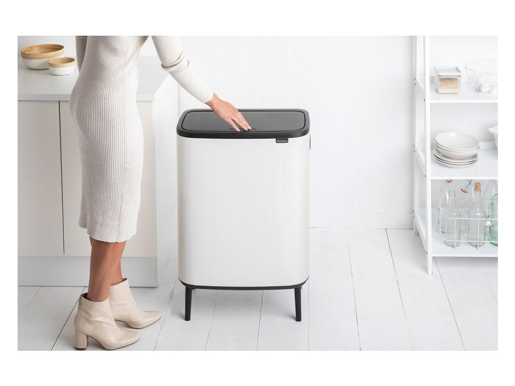 Brabantia Soptunna med trycklock BO HI 2 x 30 l, vit