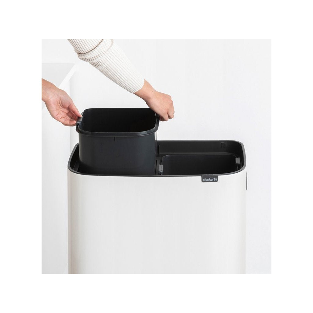Brabantia Soptunna med trycklock BO HI 2 x 30 l, vit