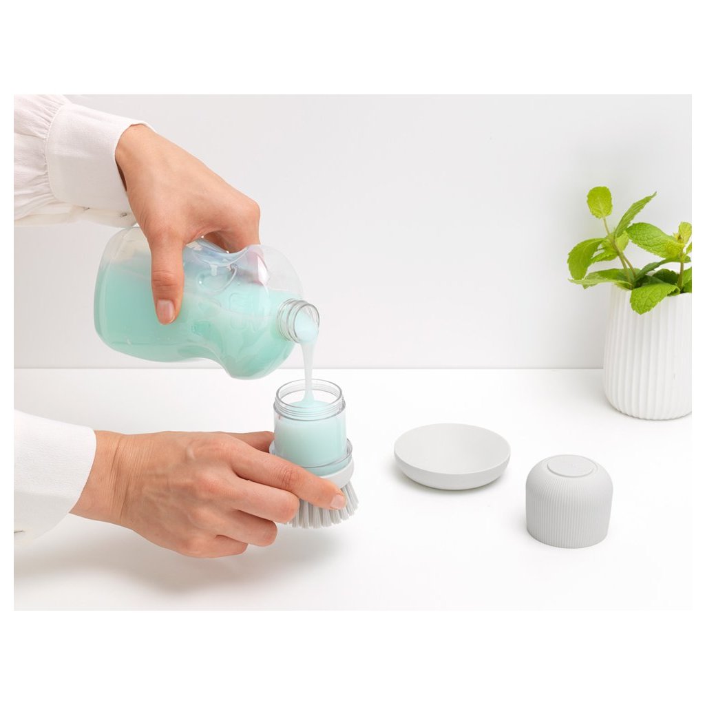 Brabantia Diskborste med diskmedelsdispenser, ljusgrå