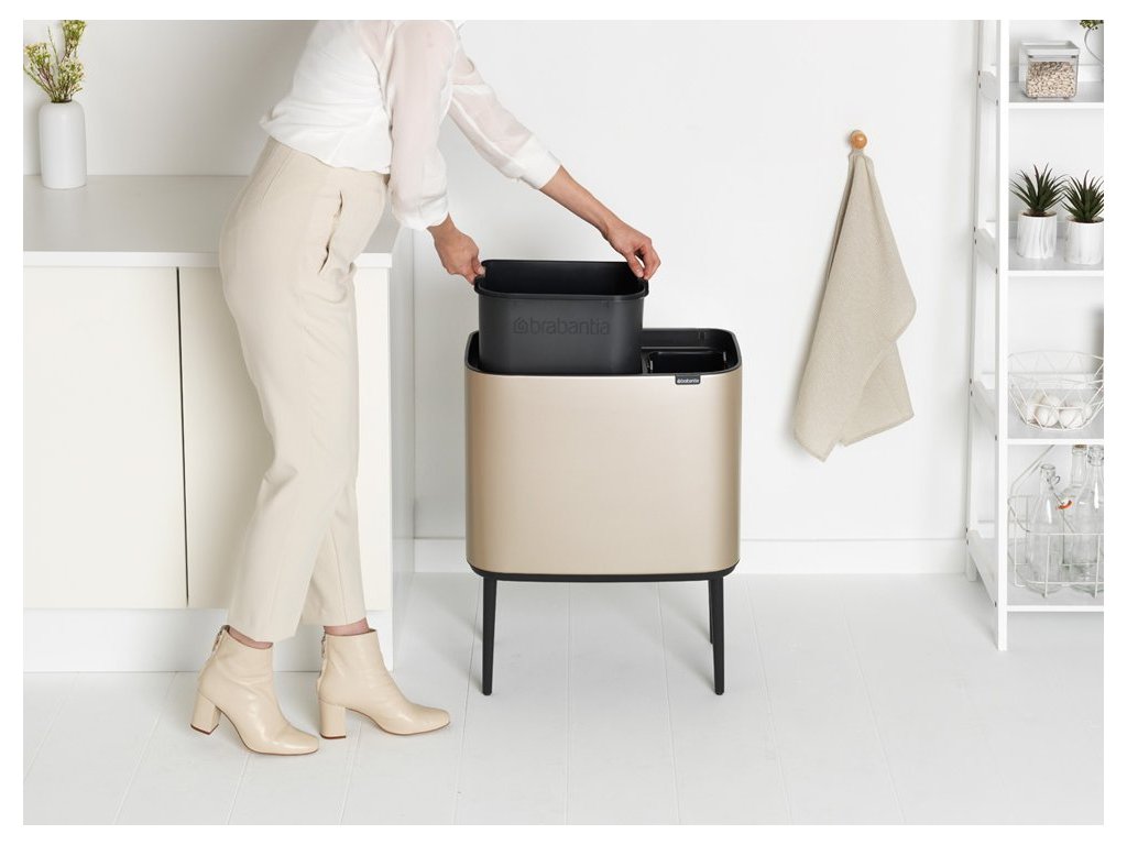 Brabantia Soptunna med trycklock BO 11 + 23 l, champagne