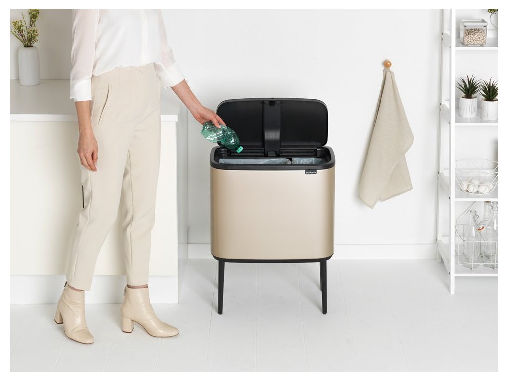 Brabantia Soptunna med trycklock BO 11 + 23 l, champagne