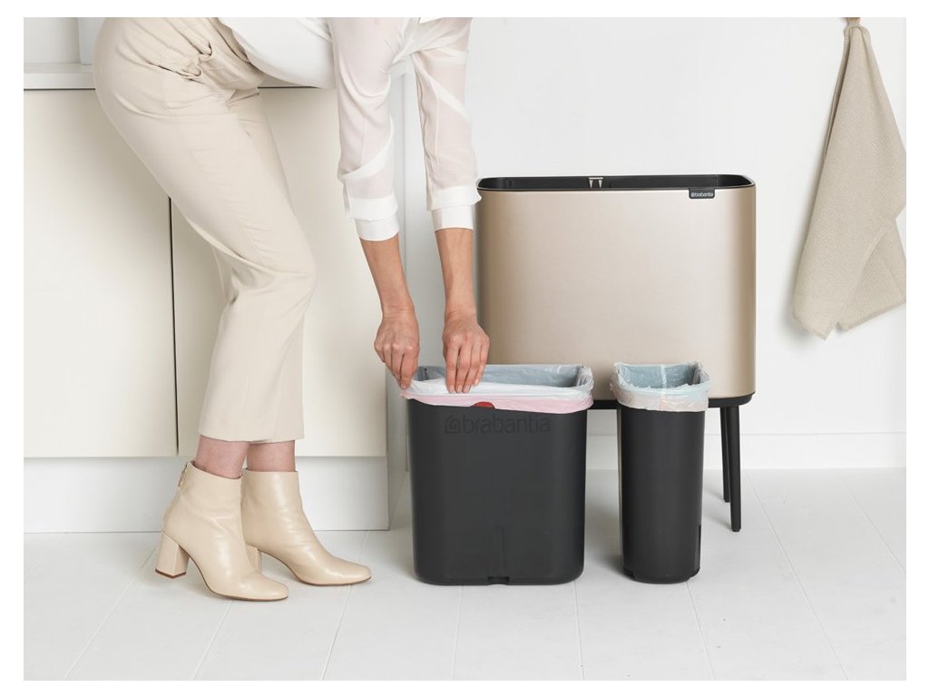 Brabantia Soptunna med trycklock BO 11 + 23 l, champagne