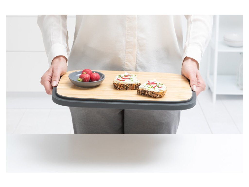 Brabantia Brödlåda med skärbräda 39,5 cm, grå