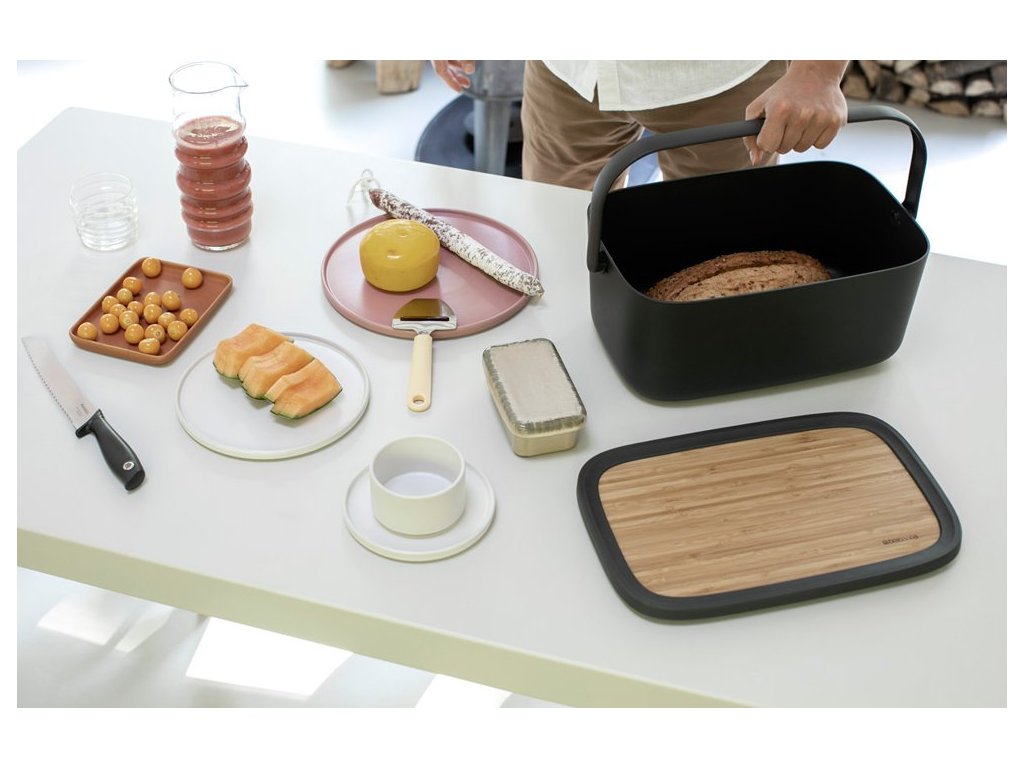 Brabantia Brödlåda med skärbräda 39,5 cm, grå