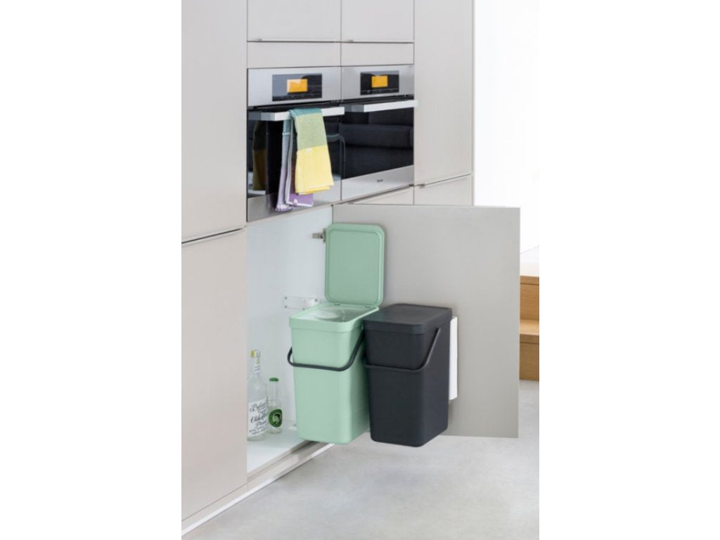 Brabantia Inbyggd soptunna SORT & GO 2 x 16 l, grå/grön