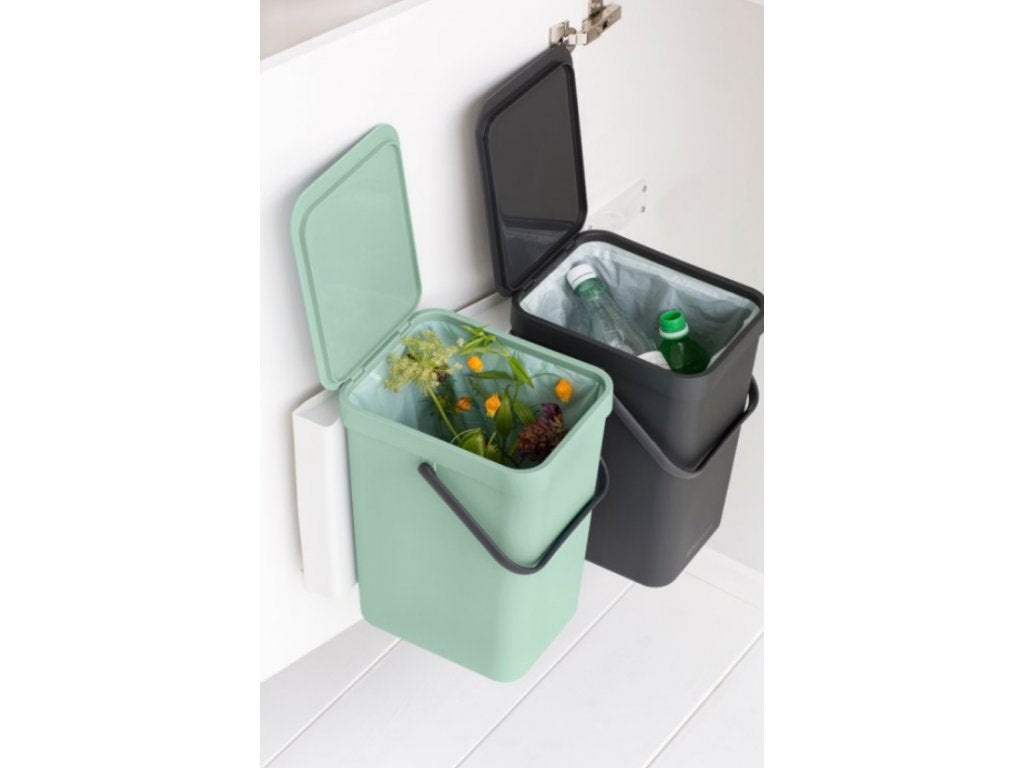 Brabantia Inbyggd soptunna SORT & GO 2 x 16 l, grå/grön
