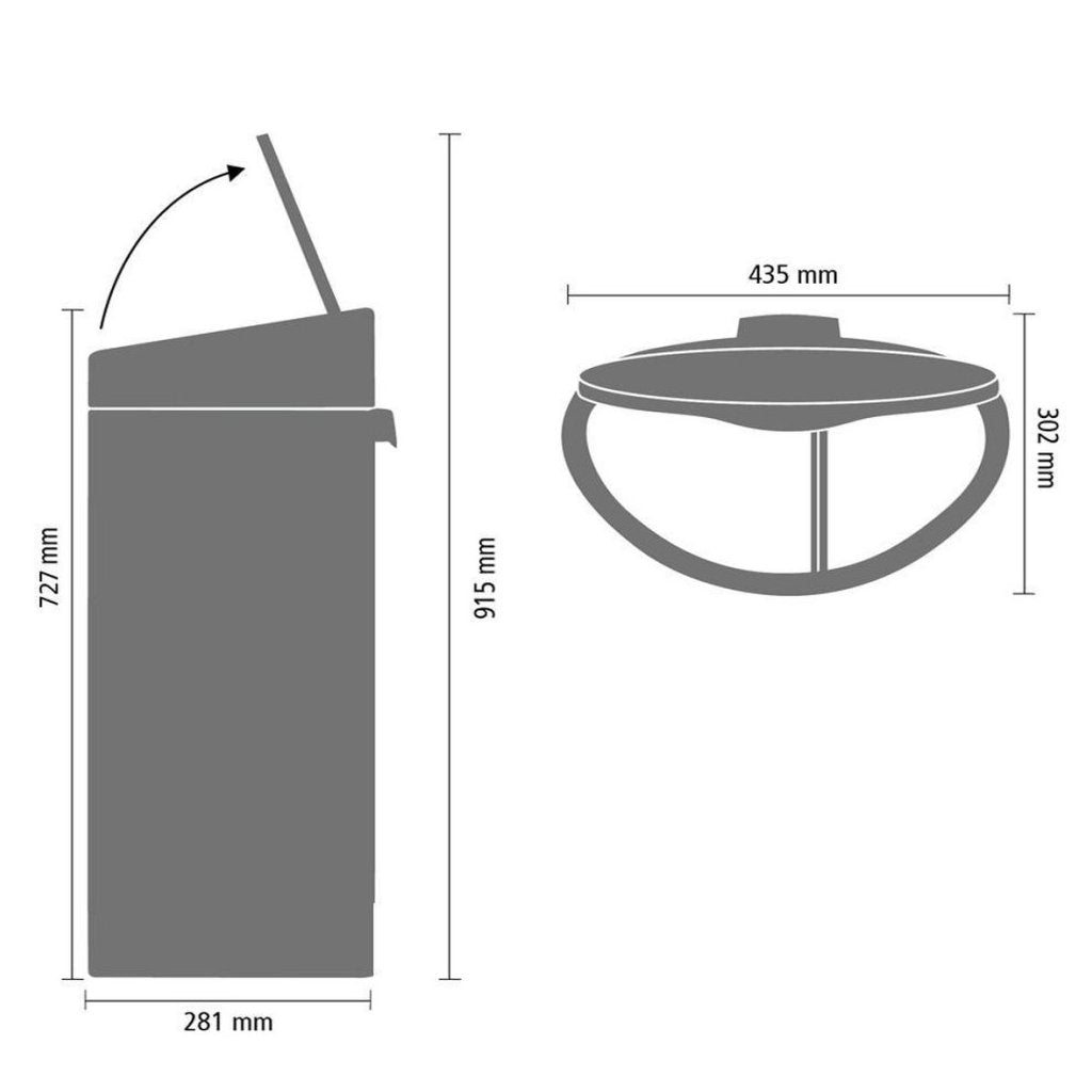 Brabantia Soptunna med trycklock TOUCH BIN NY 23 + 10 l, matt stål
