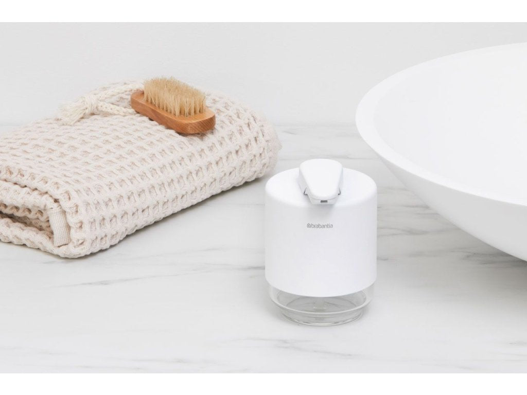 Brabantia Dispenser för flytande tvål MINDSET 200 ml, mineralvit, stål och glas