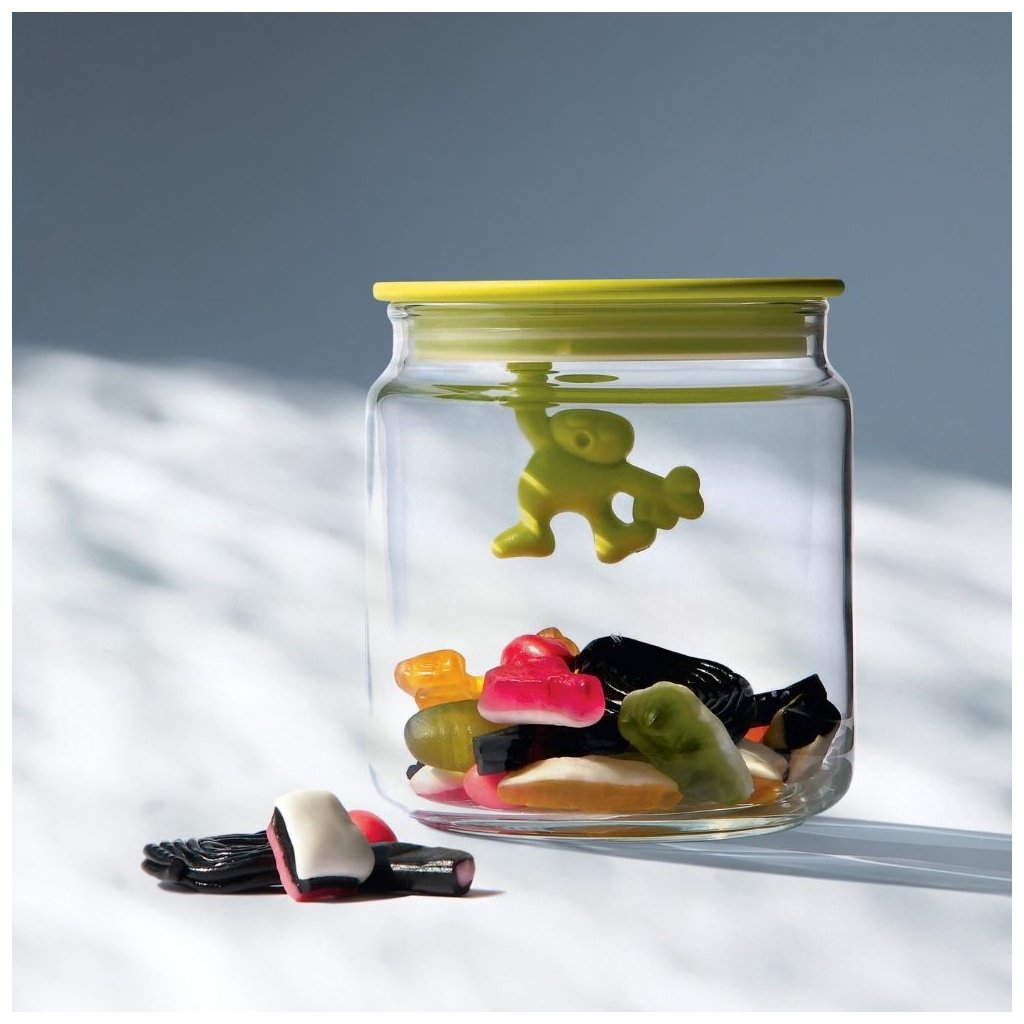 Alessi Förvaringsburk GIANNI 2 l, blått lock, glas