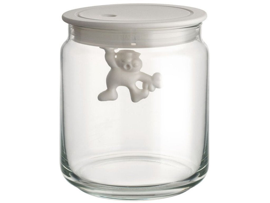 Alessi Köksförvaringsburk GIANNI 700 ml, vitt lock, glas