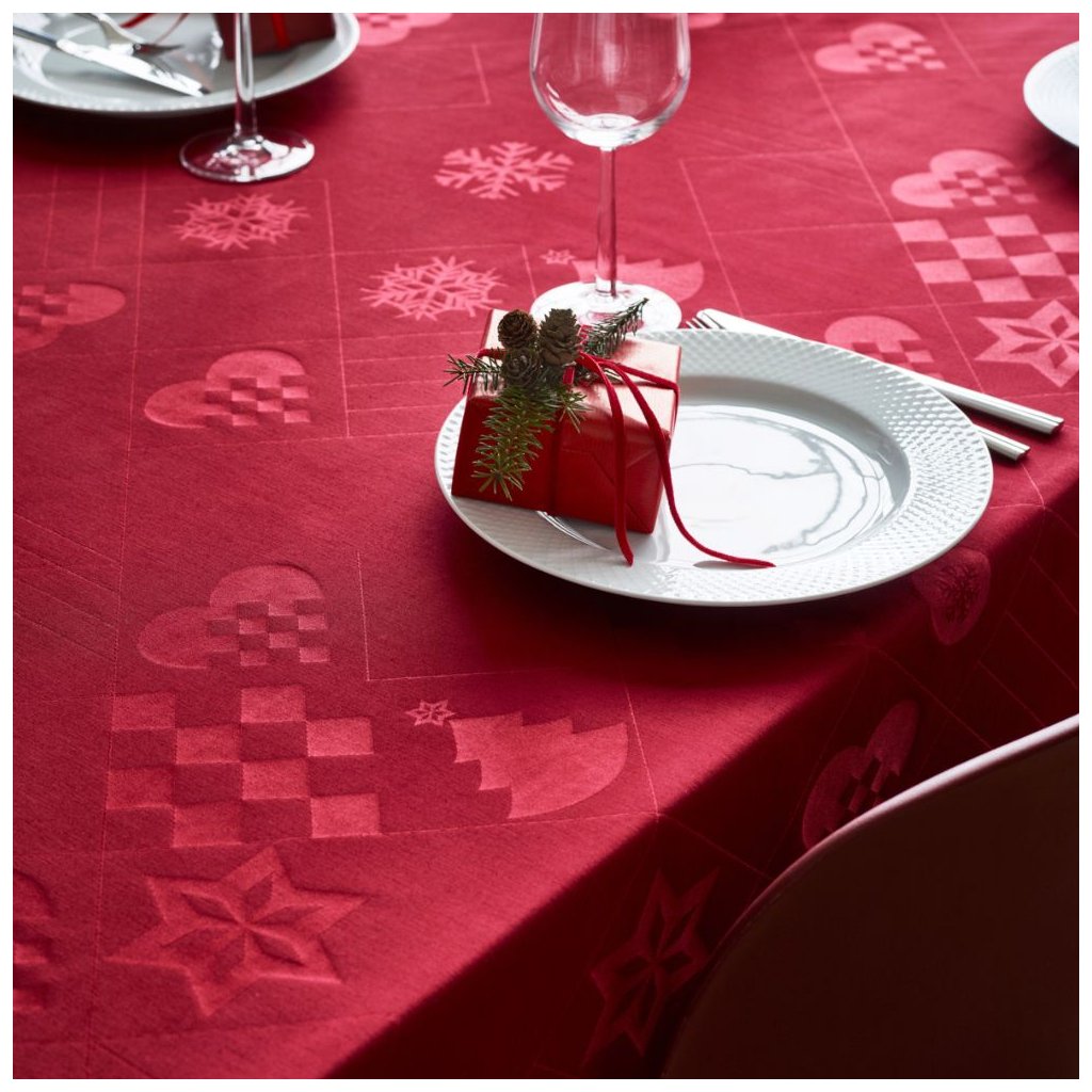 Rosendahl Julduk NATALE 150 x 320 cm, jacquardvävd, röd