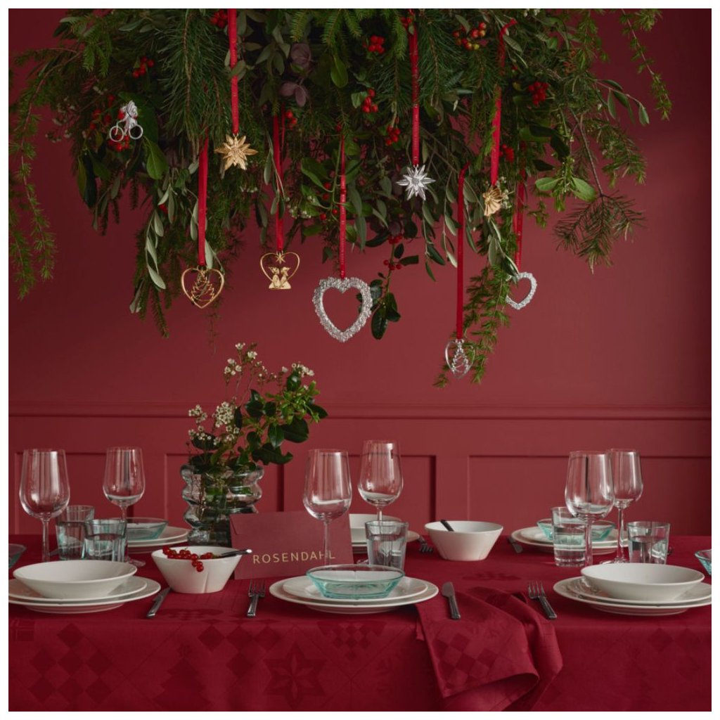 Rosendahl Julduk NATALE 150 x 320 cm, jacquardvävd, röd