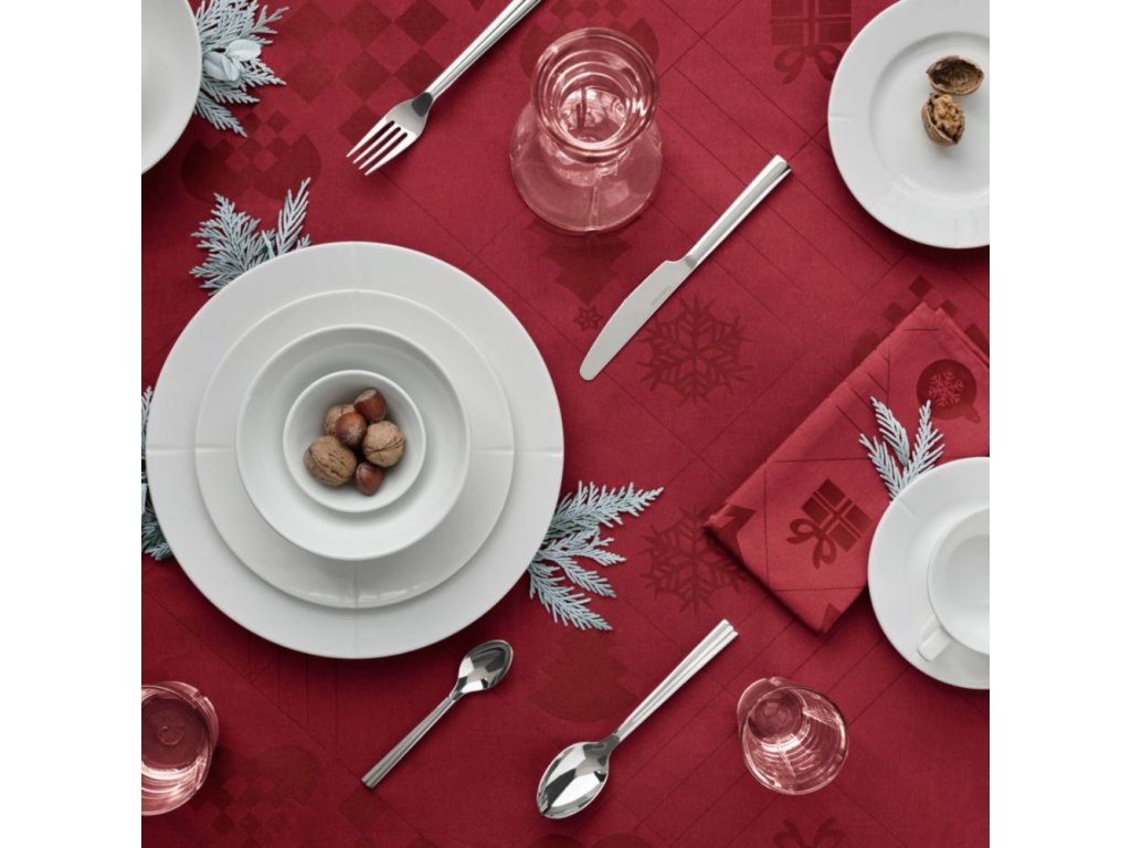 Rosendahl Julduk NATALE 150 x 370 cm, jacquardvävd, röd