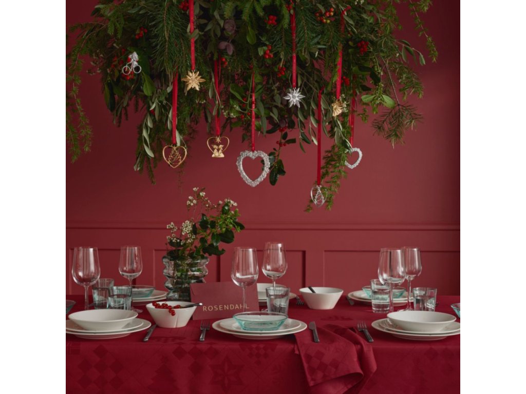 Rosendahl Julduk NATALE 150 x 370 cm, jacquardvävd, röd