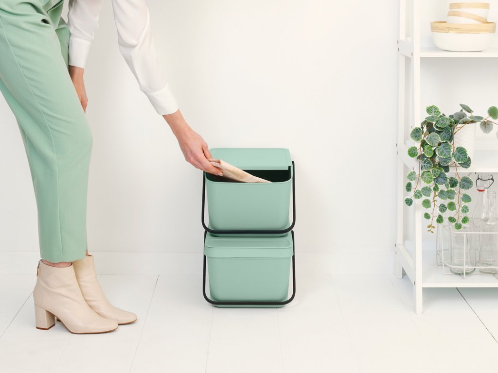 Brabantia Avfallskärl SORT & GO 20 l, stapelbar, jadegrön