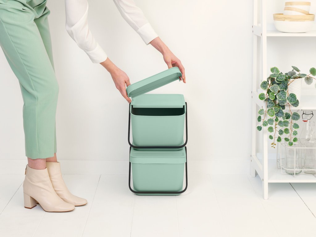 Brabantia Avfallskärl SORT & GO 20 l, stapelbar, jadegrön