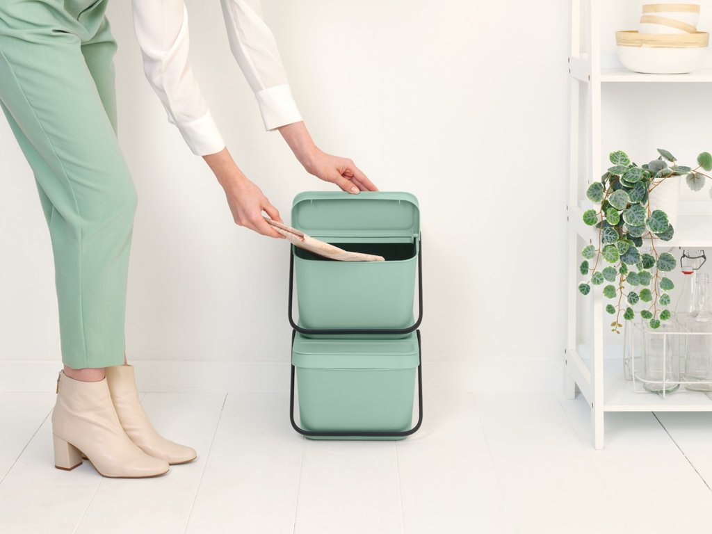 Brabantia Avfallskärl SORT & GO 20 l, stapelbar, jadegrön