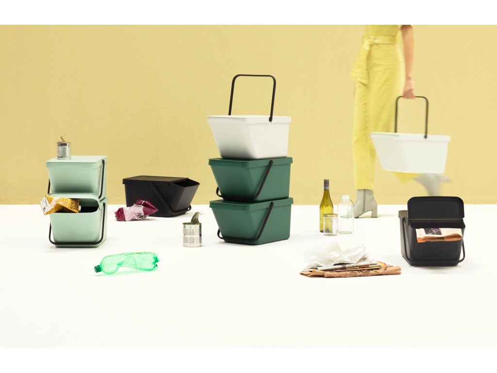Brabantia Avfallskärl SORT & GO 20 l, stapelbar, jadegrön