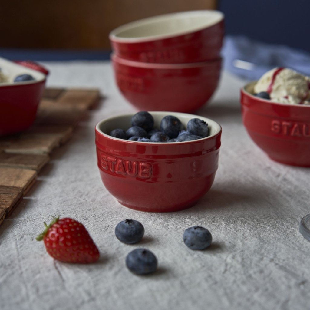 Staub Ramekin 9 cm, set i 4, röd, keramik
