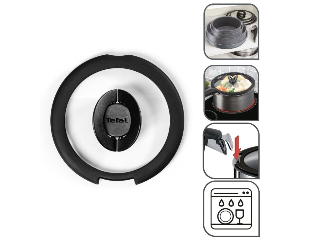 Tefal Grytlock INGENIO L9846453, set i 3 delar, 16 + 18 + 20 cm, glas