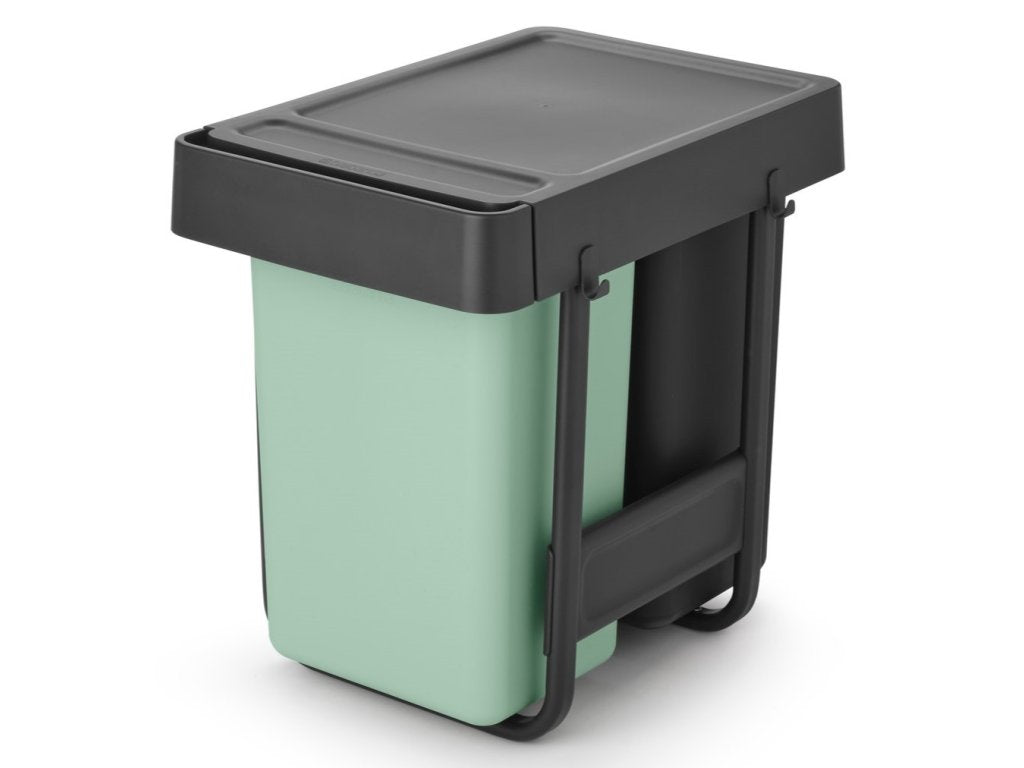Brabantia Inbyggd avfallstunna SORT & GO 2x 15 l, mörkgrå / jadegrön, plast