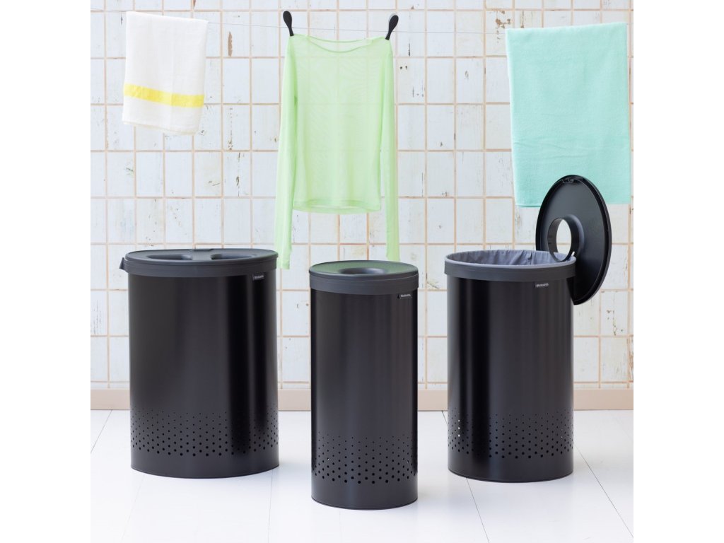 Brabantia Tvättkorg SELECTOR 55 l, matt svart, stål