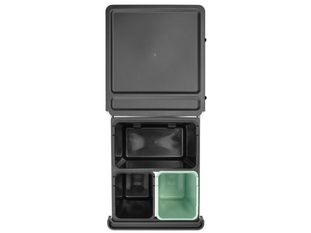 Brabantia Inbyggd avfallstunna SORT & GO 2x 10 l + 1x 20 l, mörkgrå / jadegrön, plast