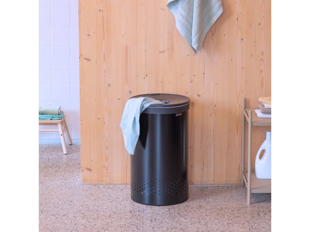 Brabantia Tvättkorg 60 l, matt svart, stål