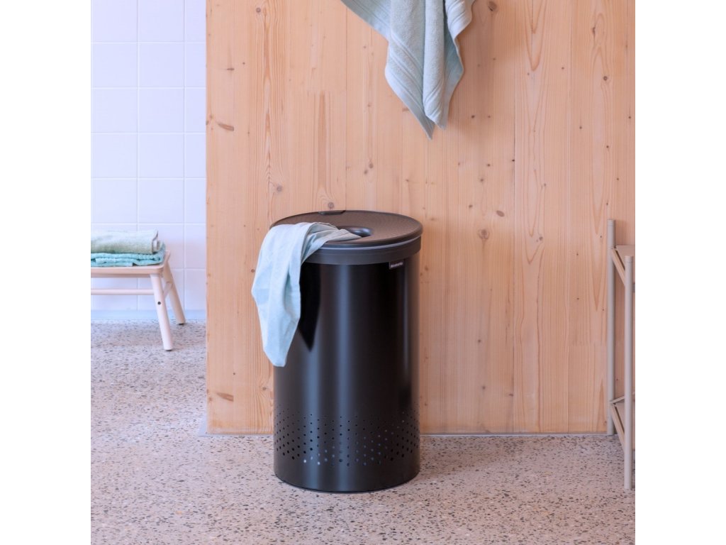 Brabantia Tvättkorg 60 l, matt svart, stål