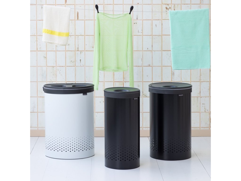 Brabantia Tvättkorg 60 l, matt svart, stål