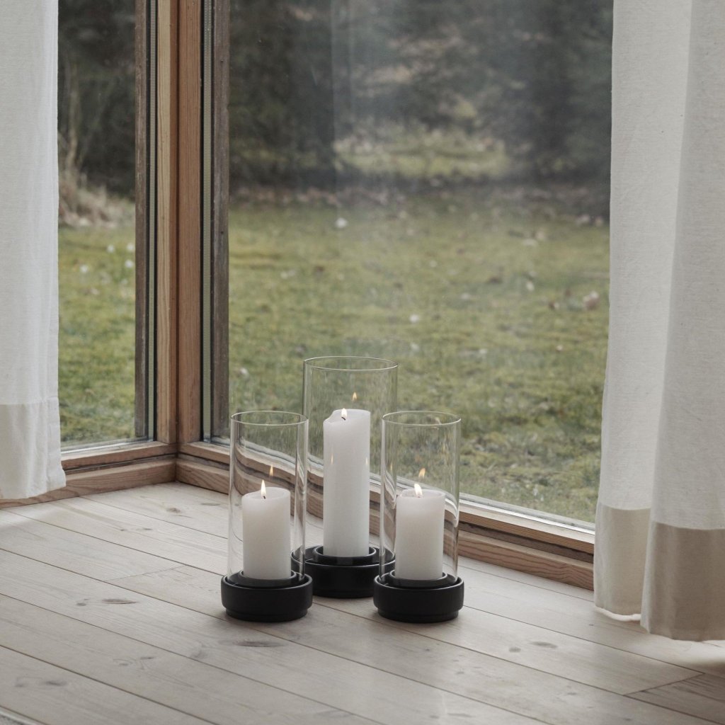 Stelton Ljushållare HURRICANE 24 cm, svart, stengods