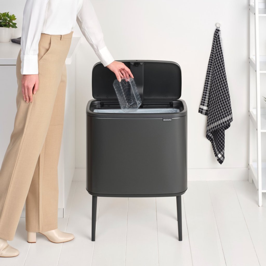 Brabantia Soptunna med trycklock BO TOUCH BIN 36 l, mörk grå, stål