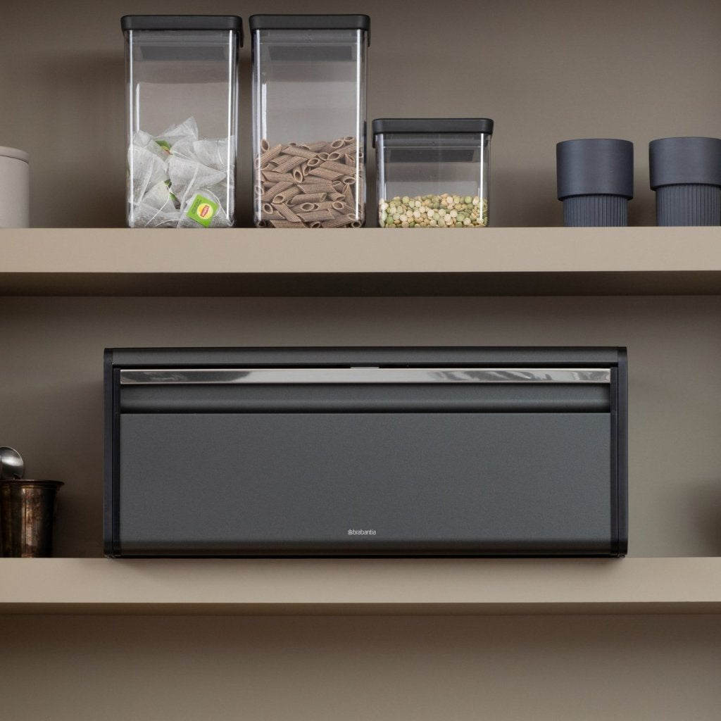 Brabantia Brödlåda FALL FRONT 18 l, mörk grå, stål