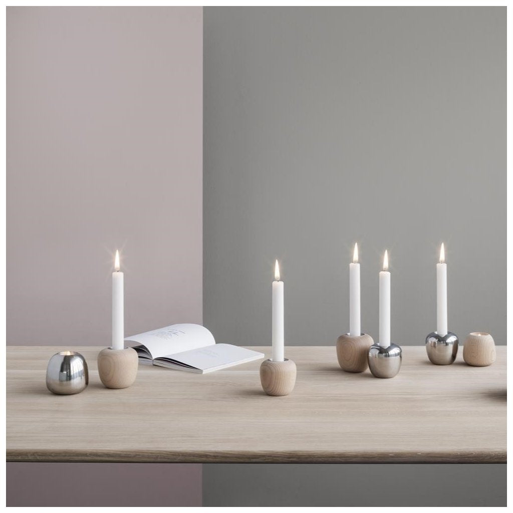 Stelton Hållare för värmeljus ORA 8 cm, brun, bokträ