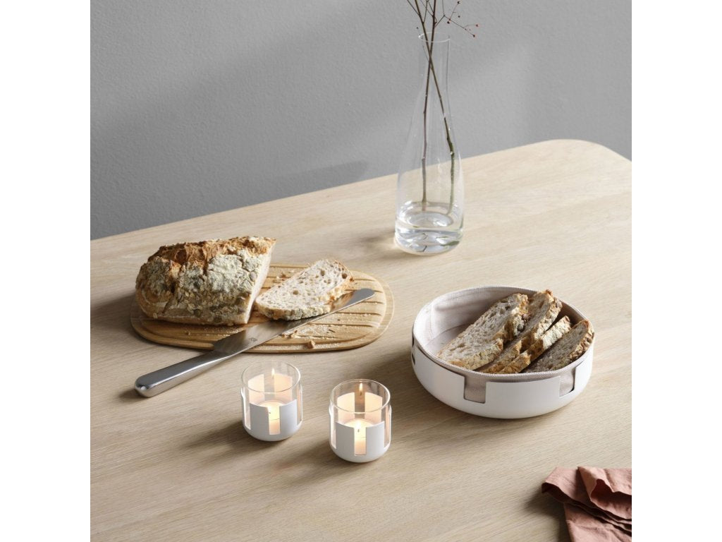 Stelton Hållare för värmeljus LUNA 7 cm, mjuk vit, rostfritt stål / glas