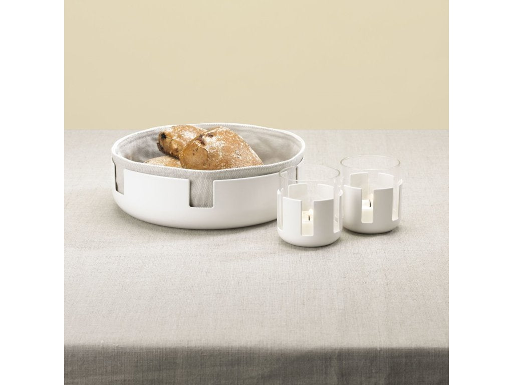 Stelton Hållare för värmeljus LUNA 7 cm, mjuk vit, rostfritt stål / glas