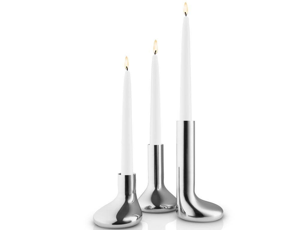 Eva Solo Hållare för middagsljus MELLOW, set i 3 delar, silver, rostfritt stål