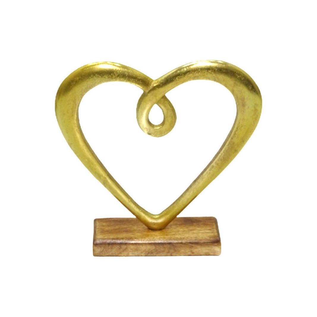 Dorre Hedy Hjärta guldfärgad aluminium träfot 24,5*23*5 cm