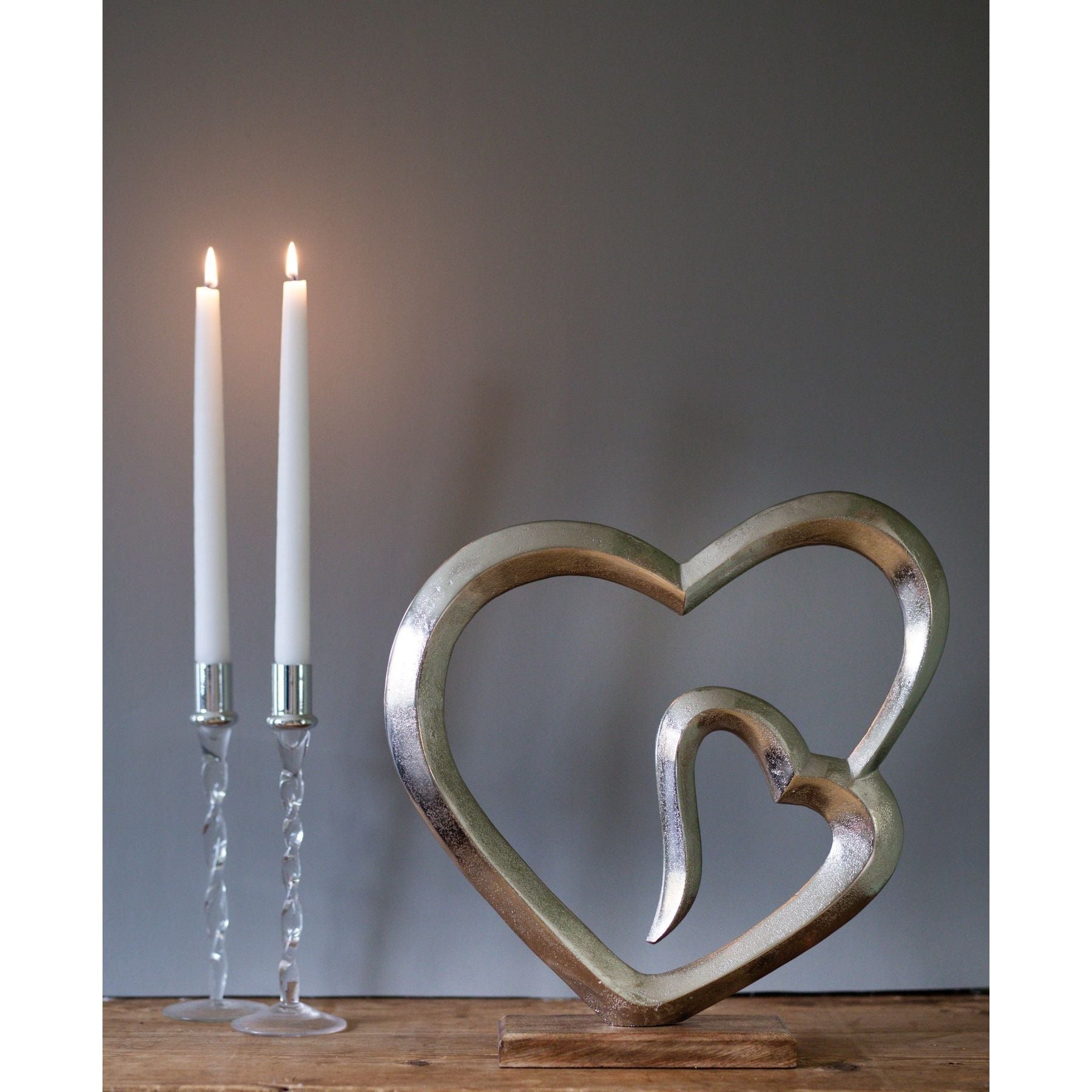 Dorre Helia Hjärta aluminium träfot 40*39*7,5 cm