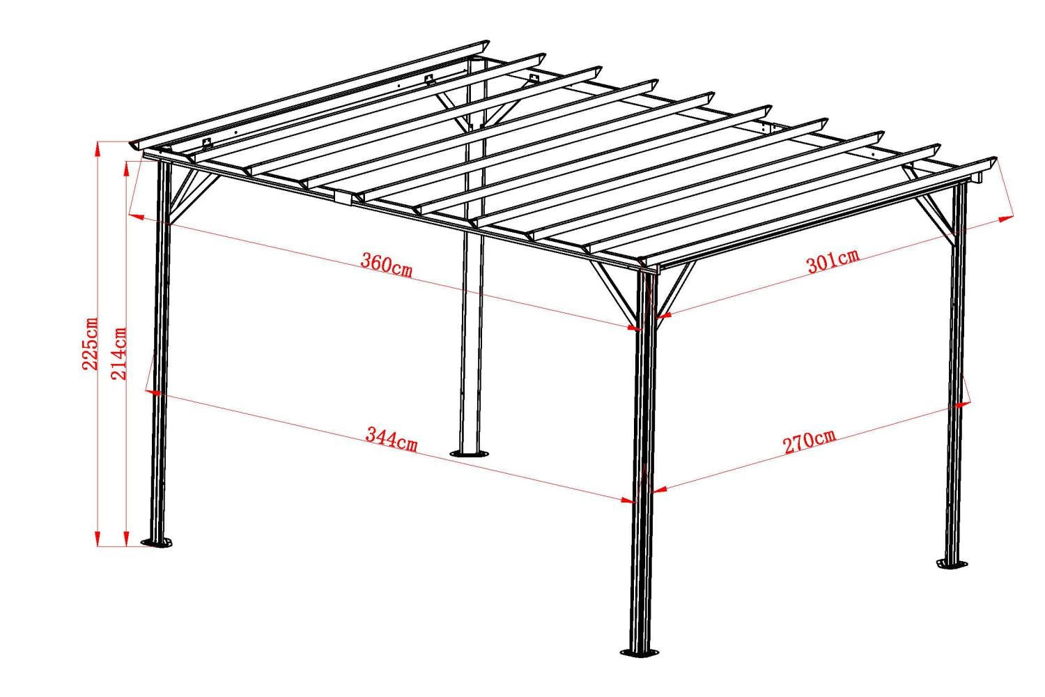 Brafab Piode pergola Vit/grå 360x303 cm