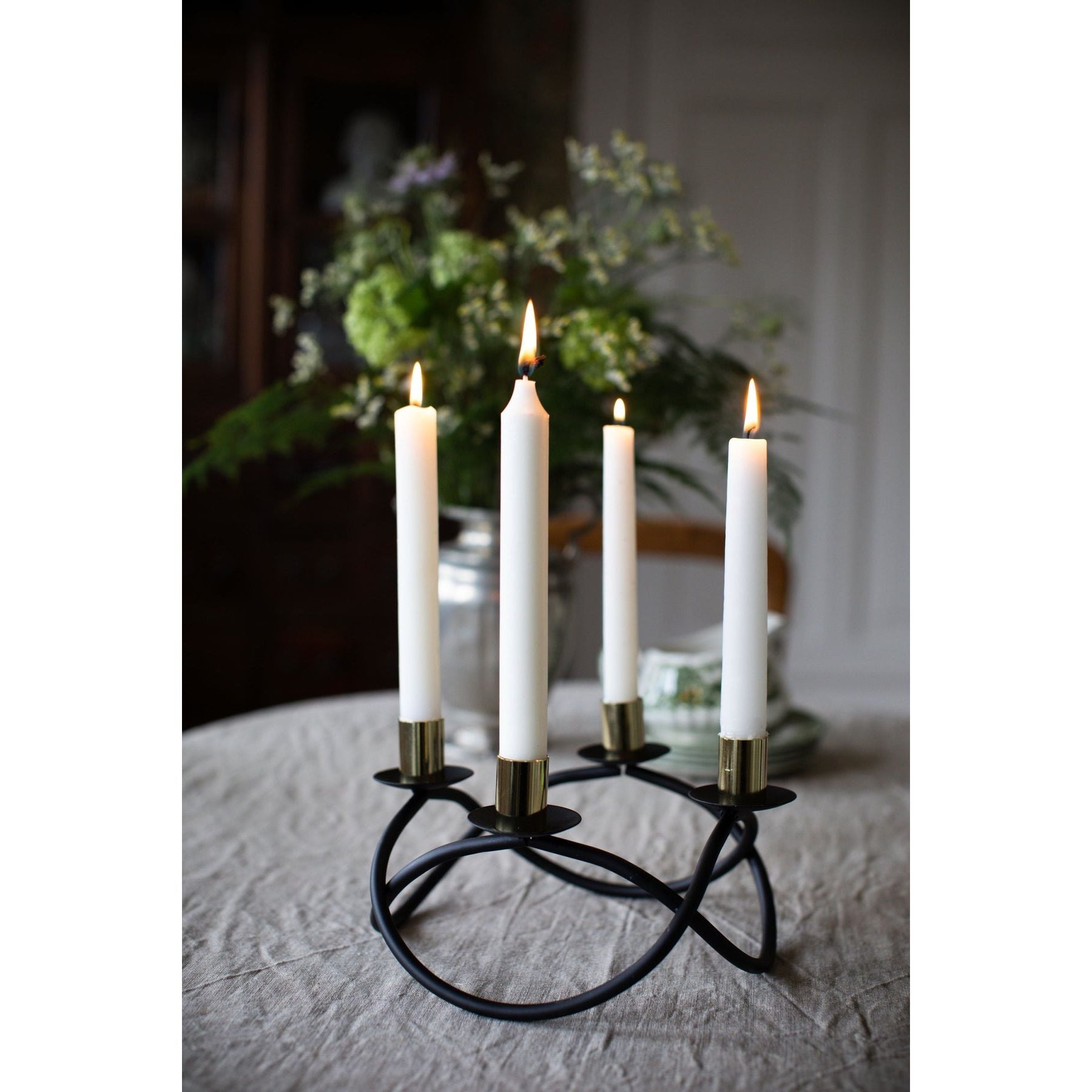 Dorre Asta Ljusstake svart smide rund 4 antikljus dia 23 cm