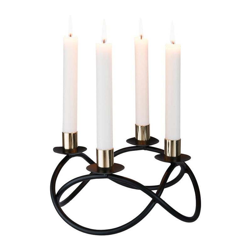 Dorre Asta Ljusstake svart smide rund 4 antikljus dia 23 cm