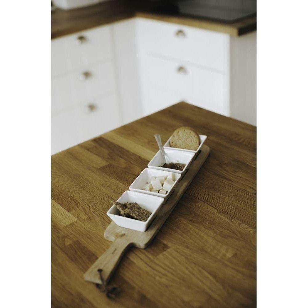 Dorre Selina Serveringsbricka + Skål 4 Delar Akacia-vitt Porslin