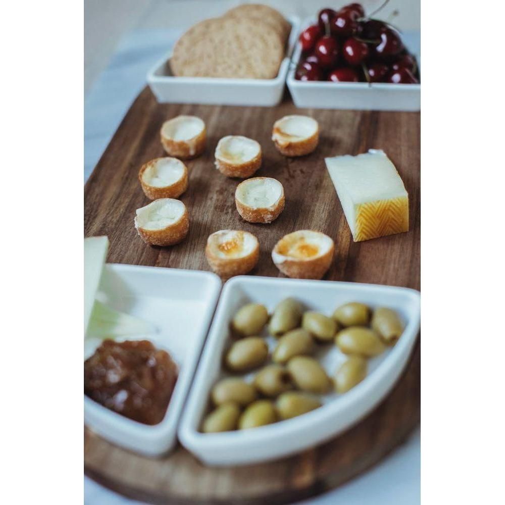 Dorre Sevyn Serveringsbricka + Skål 5 Delar Akacia-vitt Porslin