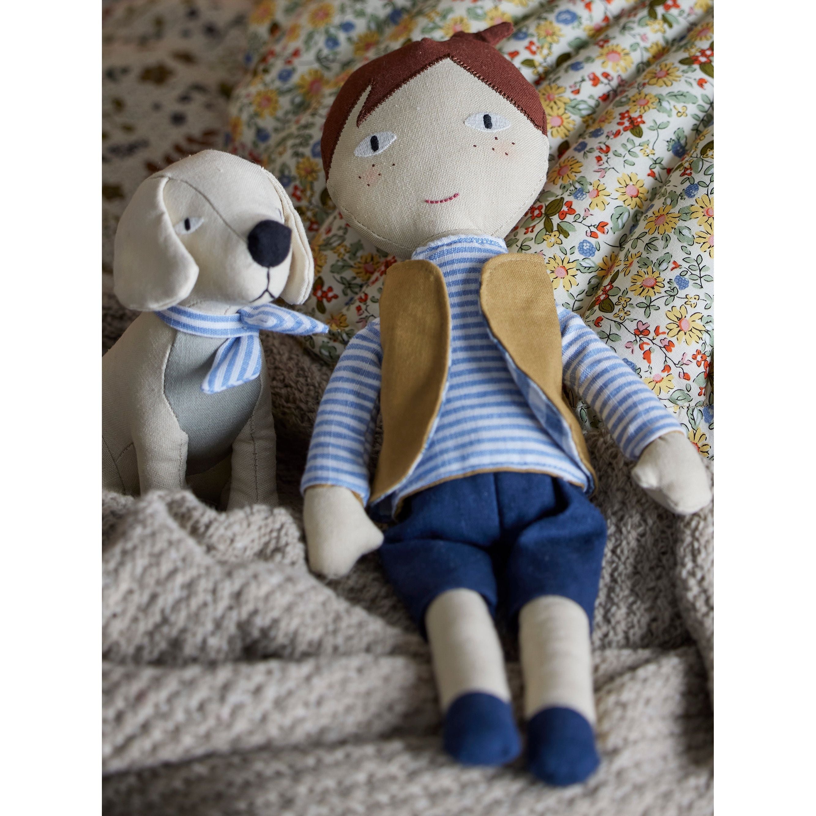 Bloomingville Mini Hilbert Docka, Blå, Linne