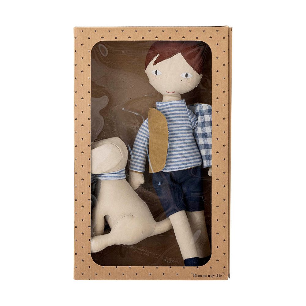 Bloomingville Mini Hilbert Docka, Blå, Linne