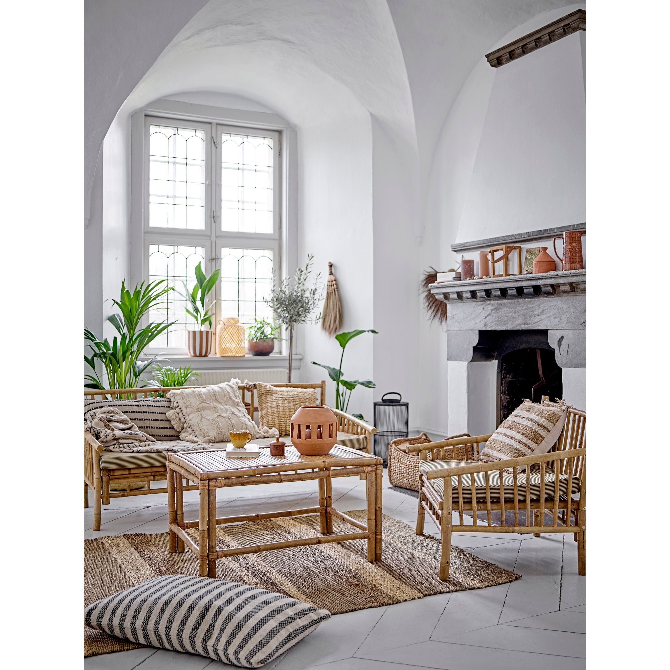 Bloomingville Effie Lykta med Glas, Svart, Bambus